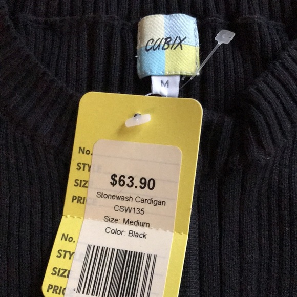 Black long sleeves sweater. Rib style with two pockets on top and two on bottom - Picture 3 of 3